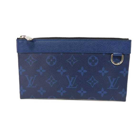 Louis Vuitton Discovery PM Pouch Flower Blue with D-Ring Silver Taiga Rama ...